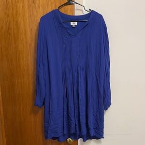Old Navy Blue 3/4 Sleeve Pleated Dress